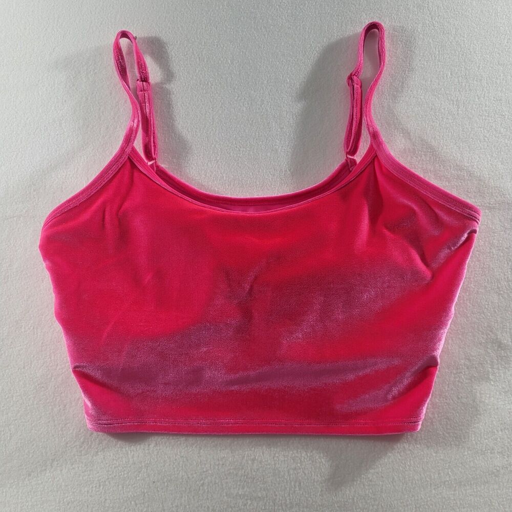 Pink Active  Victoria's Secret Bra Tank Small Pink Velour Ultimate Lined